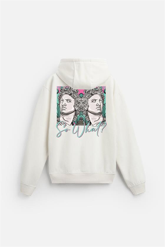Kapuşonlu So What Baskılı Oversize Kalıp Unisex Hoodie