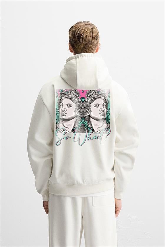 Kapuşonlu So What Baskılı Oversize Kalıp Unisex Hoodie