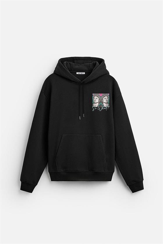 Kapuşonlu So What Baskılı Oversize Kalıp Unisex Hoodie