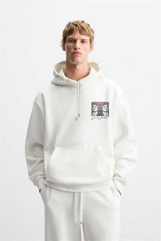 Kapuşonlu So What Baskılı Oversize Kalıp Unisex Hoodie