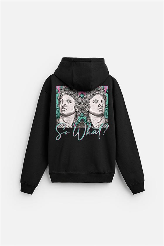 Kapuşonlu So What Baskılı Oversize Kalıp Unisex Hoodie