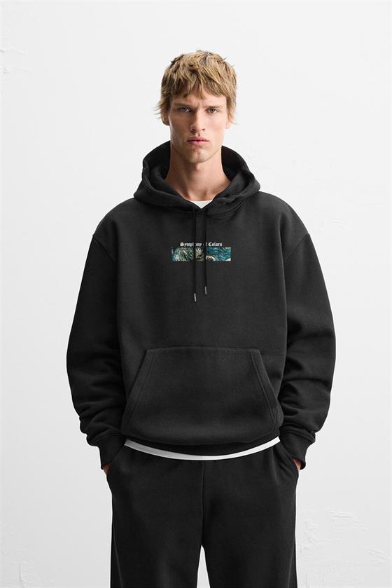 Kapuşonlu Van Goghe Baskılı Unisex Hoodie