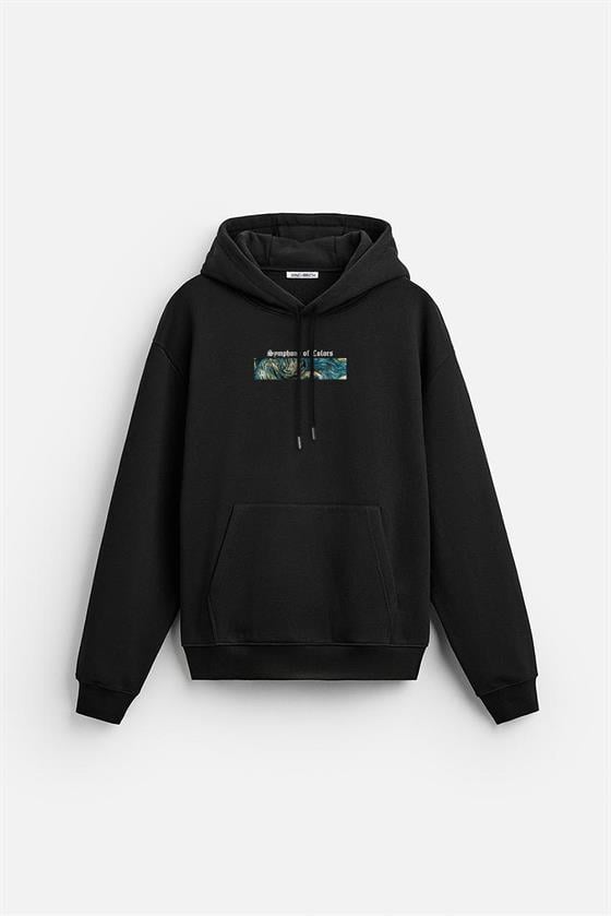 Kapuşonlu Van Goghe Baskılı Unisex Hoodie