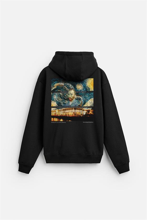 Kapuşonlu Van Goghe Baskılı Unisex Hoodie