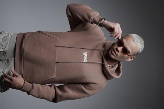 Kapuşonlu Vintage Baskılı Unisex Oversize Kalıp Hoodie