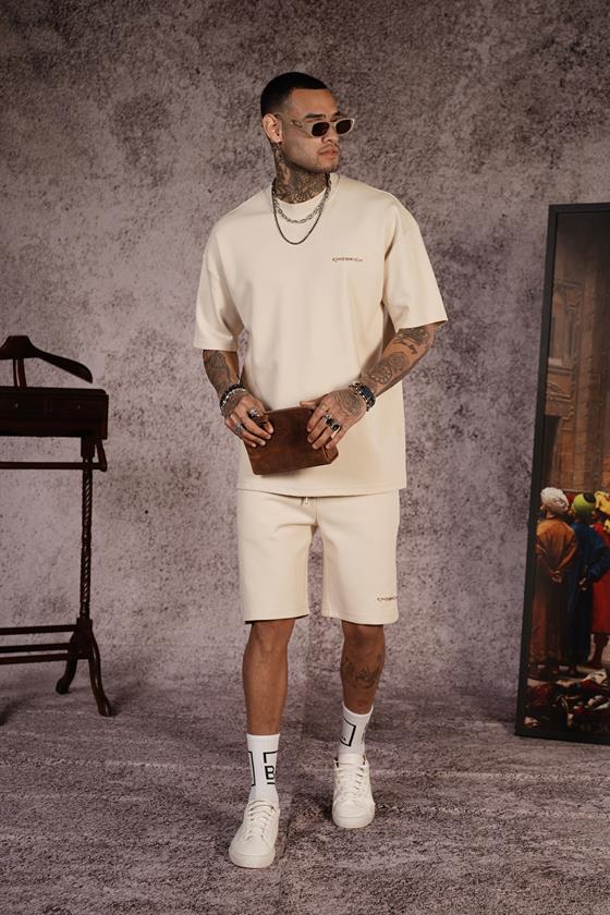 King Brich Baskılı Oversize Kalıp Unisex Şort Takım