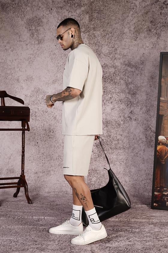 King Brich Baskılı Oversize Kalıp Unisex Şort Takım
