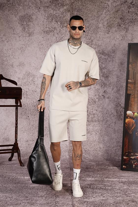King Brich Baskılı Oversize Kalıp Unisex Şort Takım