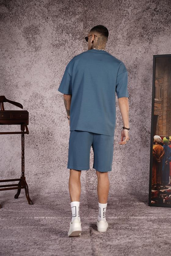 King Brich Baskılı Oversize Kalıp Unisex Şort Takım