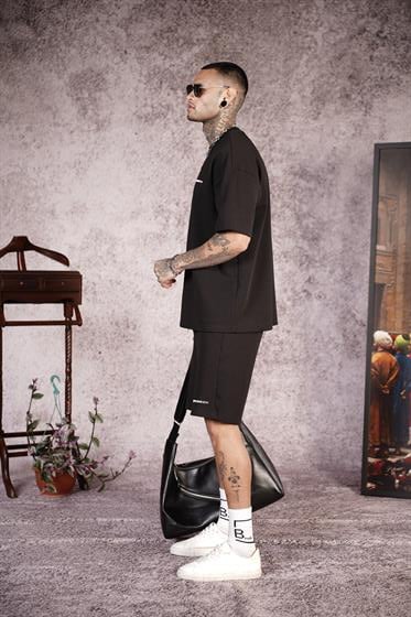 King Brich Baskılı Oversize Kalıp Unisex Şort Takım