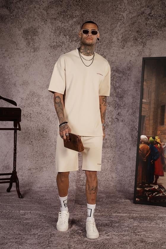 King Brich Baskılı Oversize Kalıp Unisex Şort Takım