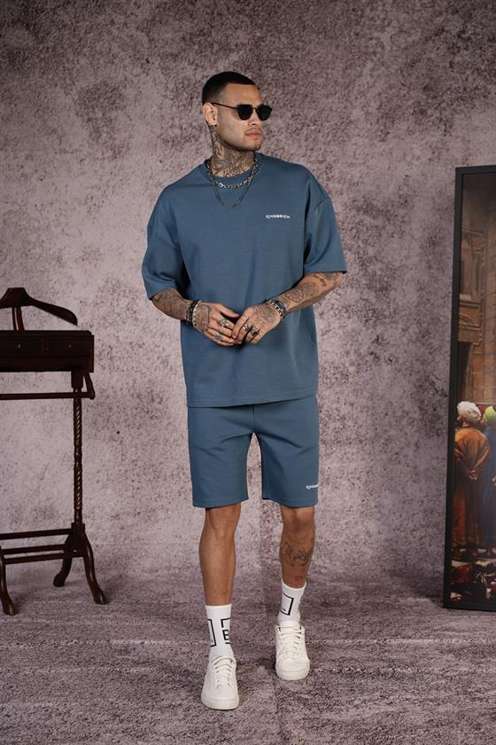 King Brich Baskılı Oversize Kalıp Unisex Şort Takım