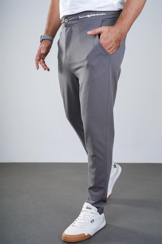 Kingbrich Beli Lastikli Baskılı Cepli Slim Fit Kalıp Erkek Alt Eşofman