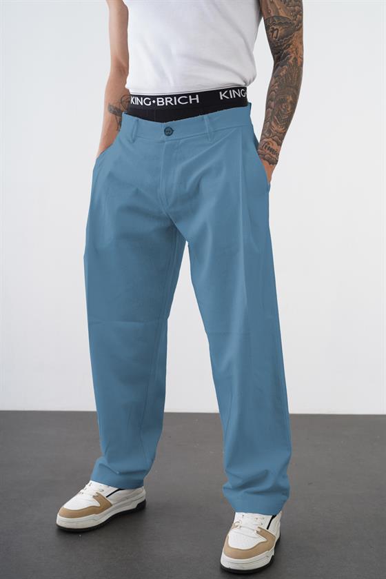 Kingbrich Beli Lastikli Rahat Kesim Keten Erkek Pantolon
