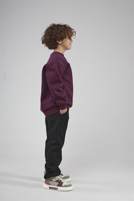 Kingbrich Kids Arkası Labubu Baskılı Bisiklet Yaka Oversize Kalıp Sweatshirt