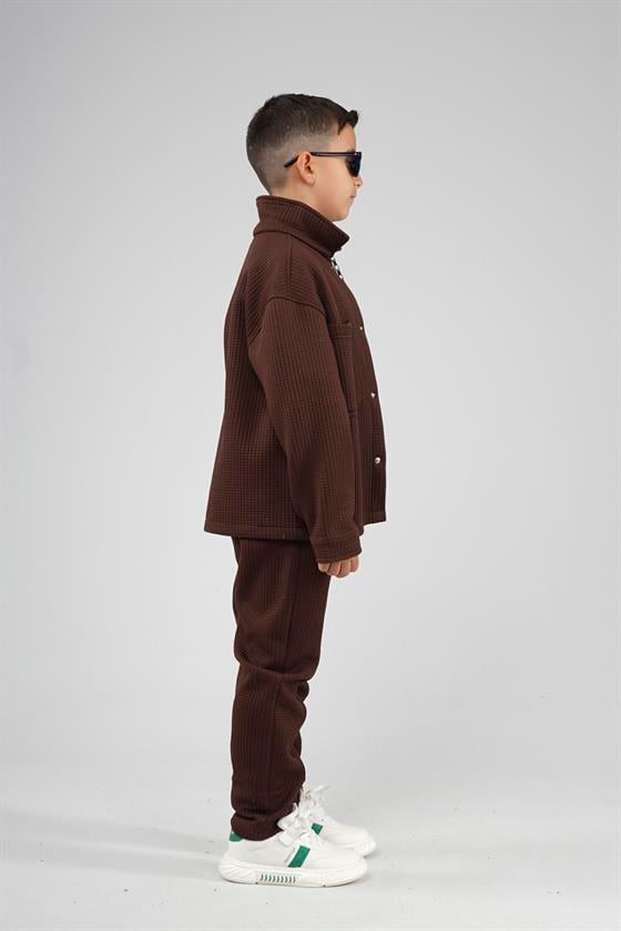 Kingbrich Kids Önü Çıtçıtlı Jakarlı Gömlek Takım