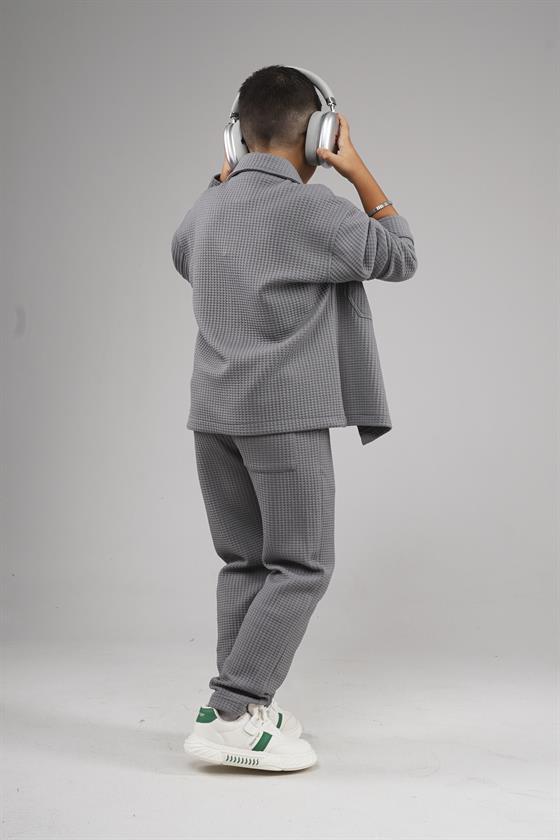 Kingbrich Kids Önü Çıtçıtlı Jakarlı Gömlek Takım