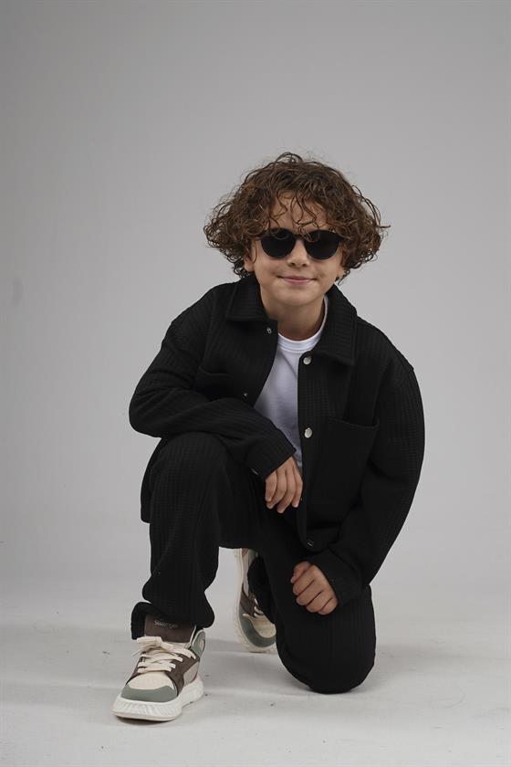 Kingbrich Kids Önü Çıtçıtlı Jakarlı Gömlek Takım