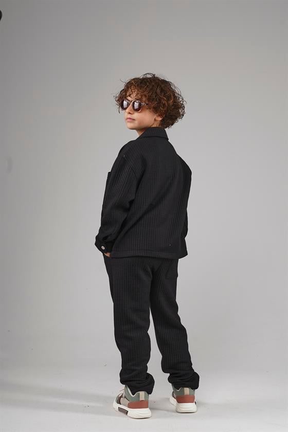 Kingbrich Kids Önü Çıtçıtlı Jakarlı Gömlek Takım