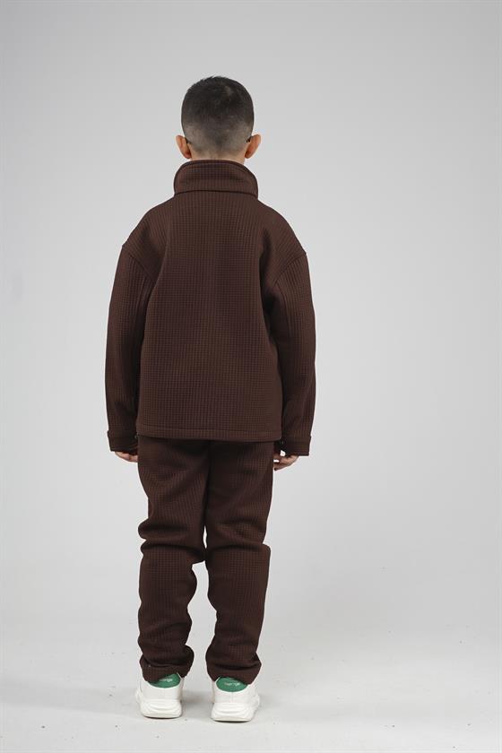 Kingbrich Kids Önü Çıtçıtlı Jakarlı Gömlek Takım