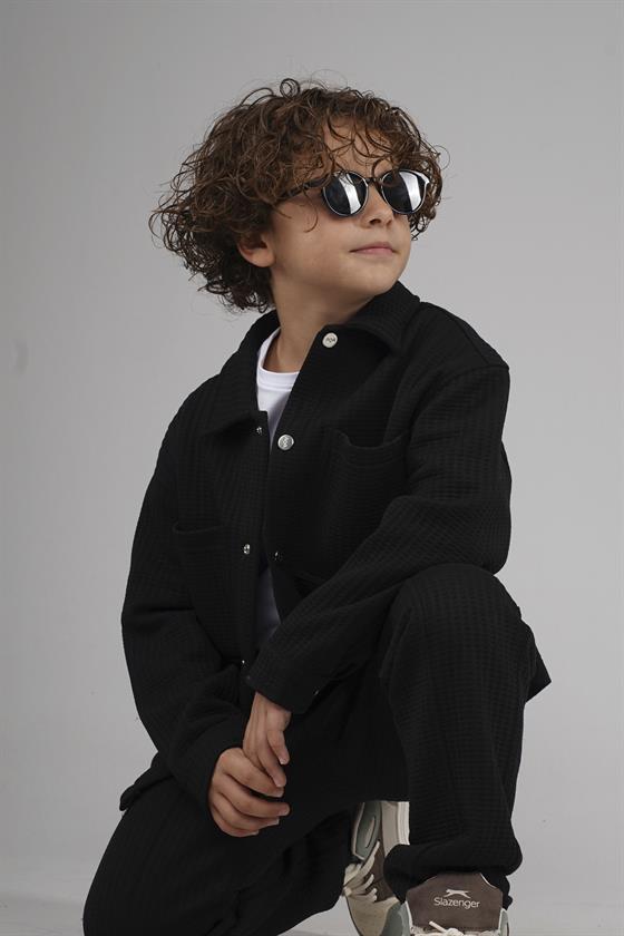 Kingbrich Kids Önü Çıtçıtlı Jakarlı Gömlek Takım