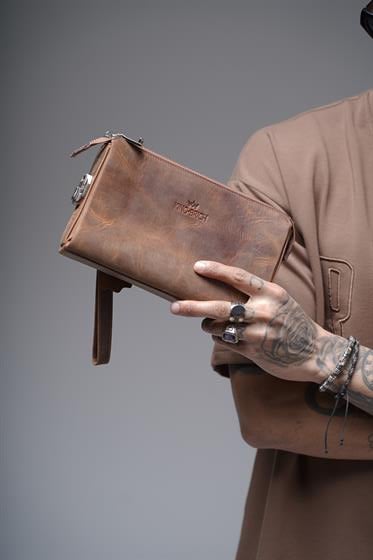 Kingbrich Logolu Hakiki Deri Kaplamalı Unisex El Çantası