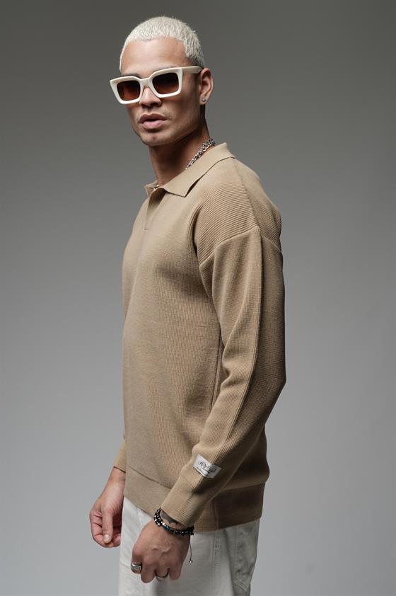Kingbrich Polo Yaka Oversize Kalıp Erkek Triko Kazak