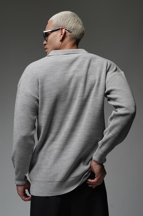Kingbrich Polo Yaka Oversize Kalıp Erkek Triko Kazak