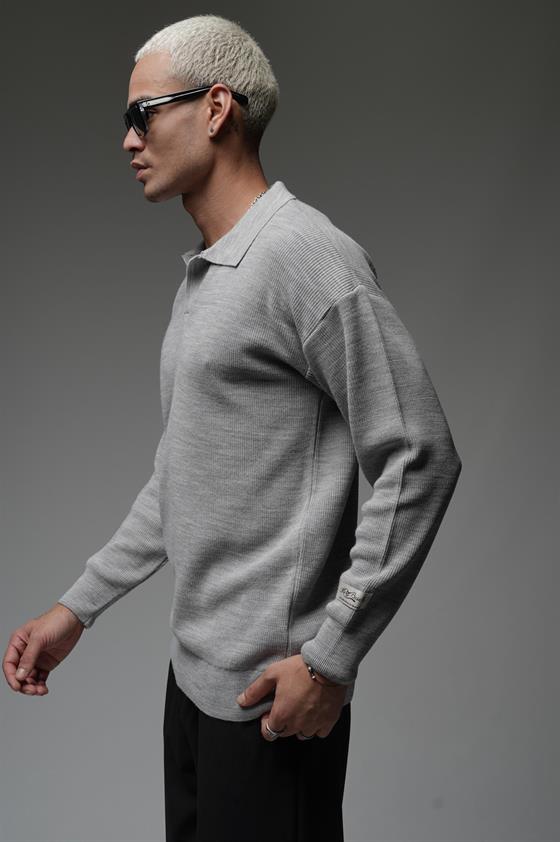 Kingbrich Polo Yaka Oversize Kalıp Erkek Triko Kazak