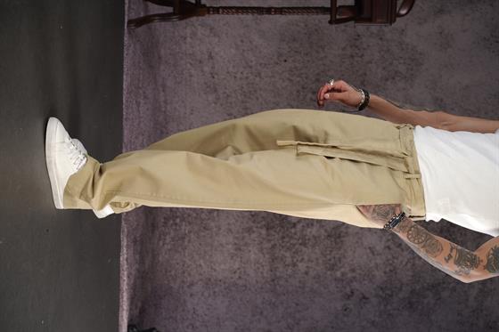 Kuşaklı Baggy Kalıp Gabardin Pantolon