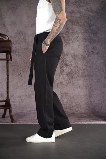 Kuşaklı Baggy Kalıp Gabardin Pantolon