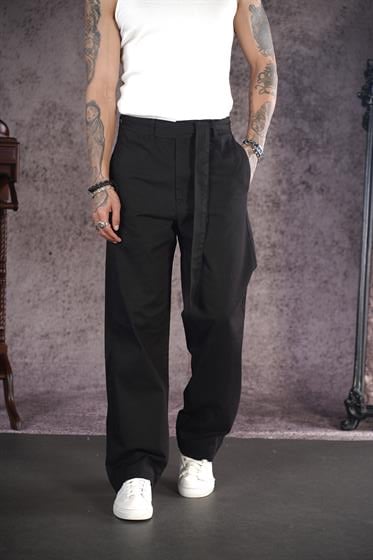 Kuşaklı Baggy Kalıp Gabardin Pantolon