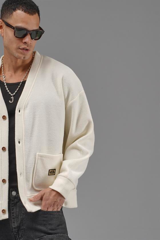 Logo Detaylı Oversize Kalıp Erkek Hırka