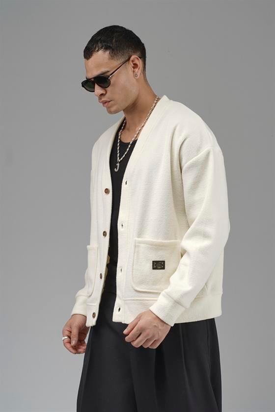 Logo Detaylı Oversize Kalıp Erkek Hırka