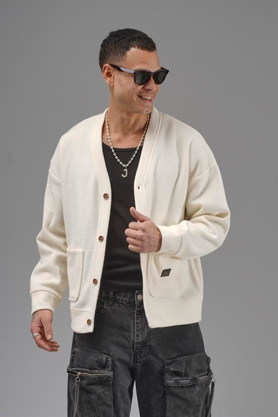 Logo Detaylı Oversize Kalıp Erkek Hırka