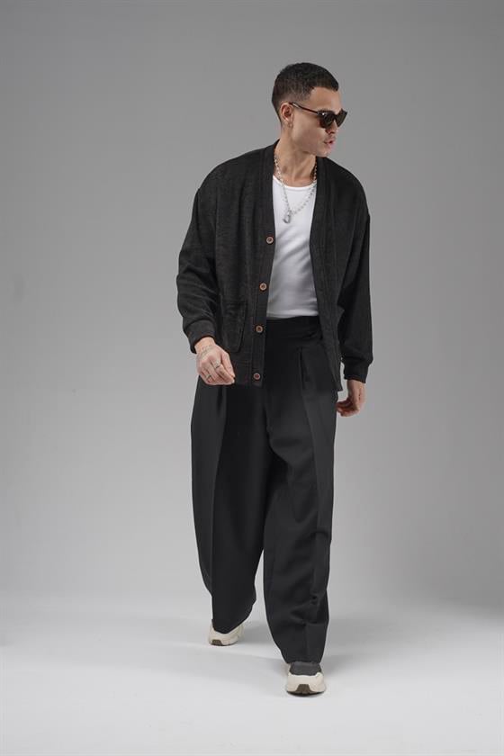 Logo Detaylı Oversize Kalıp Erkek Hırka