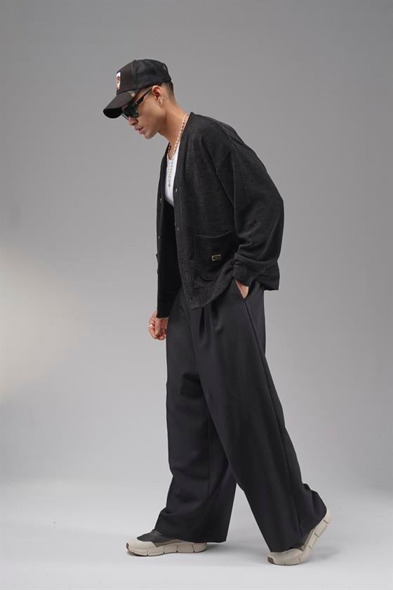 Logo Detaylı Oversize Kalıp Erkek Hırka