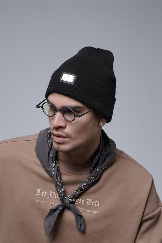 Logo Etiket Detaylı Unisex Kalın Düz Bere
