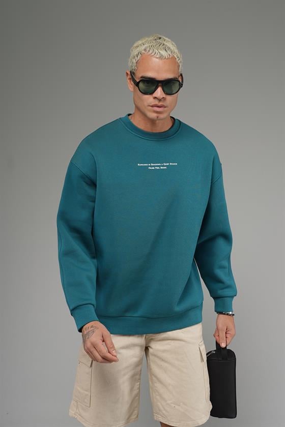 Nakış Detaylı Logolu Bisiklet Yaka Oversize Kalıp Sweatshirt