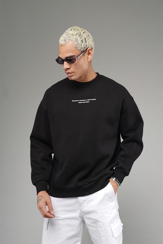 Nakış Detaylı Logolu Bisiklet Yaka Oversize Kalıp Sweatshirt