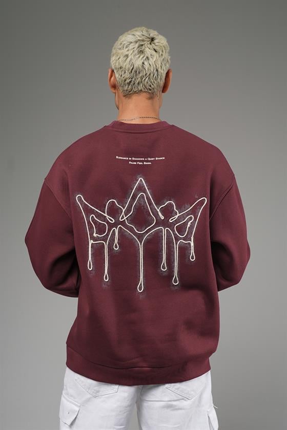 Nakış Detaylı Logolu Bisiklet Yaka Oversize Kalıp Sweatshirt