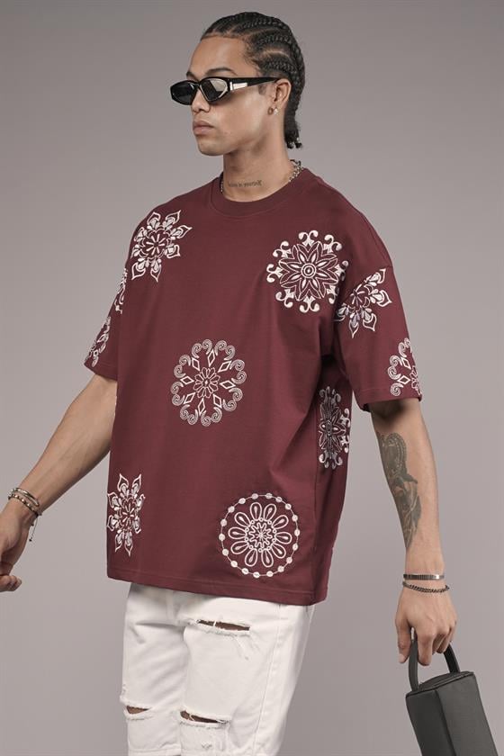 Nakış Detaylı Oversize Kalıp Unisex Tişört