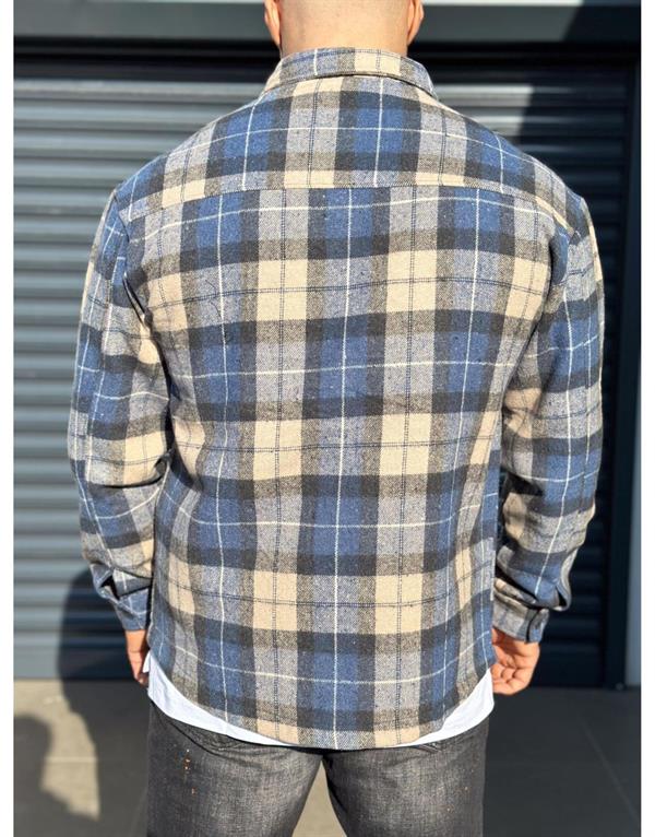 Önü Cepli Slim Fit Dar Kesim Ekoseli Unisex Oduncu Gömlek