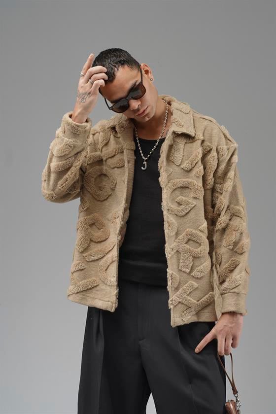 Önü Çıtçıt Kapamalı Kingbrich Yazılı Gömlek Yaka Peluş