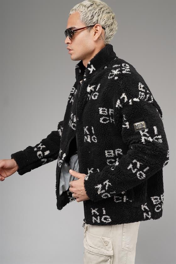 Önü Fermuarlı Kingbrich Yazılı Oversize Kalıp Peluş