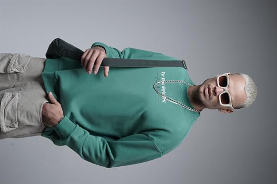 Oversize Kalıp Baskılı Yaka Kol Ribanalı Sweat