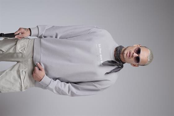 Oversize Kalıp Baskılı Yaka Kol Ribanalı Sweat