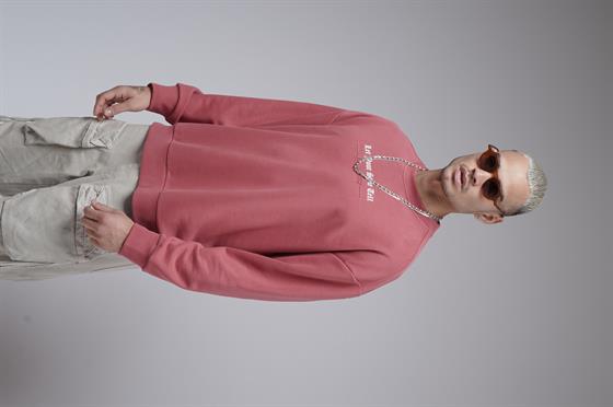 Oversize Kalıp Baskılı Yaka Kol Ribanalı Sweat