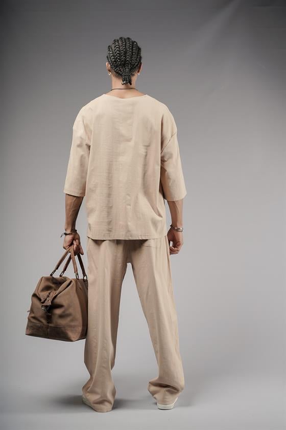 Oversize Kalıp Keten Alt Üst Takım