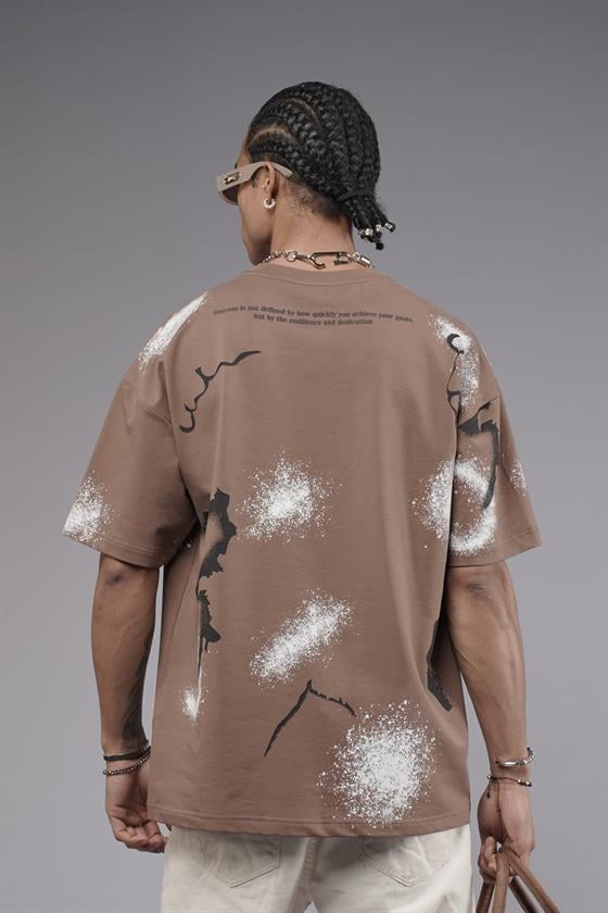 Oversize Kalıp Lightening Baskılı Erkek Tişört